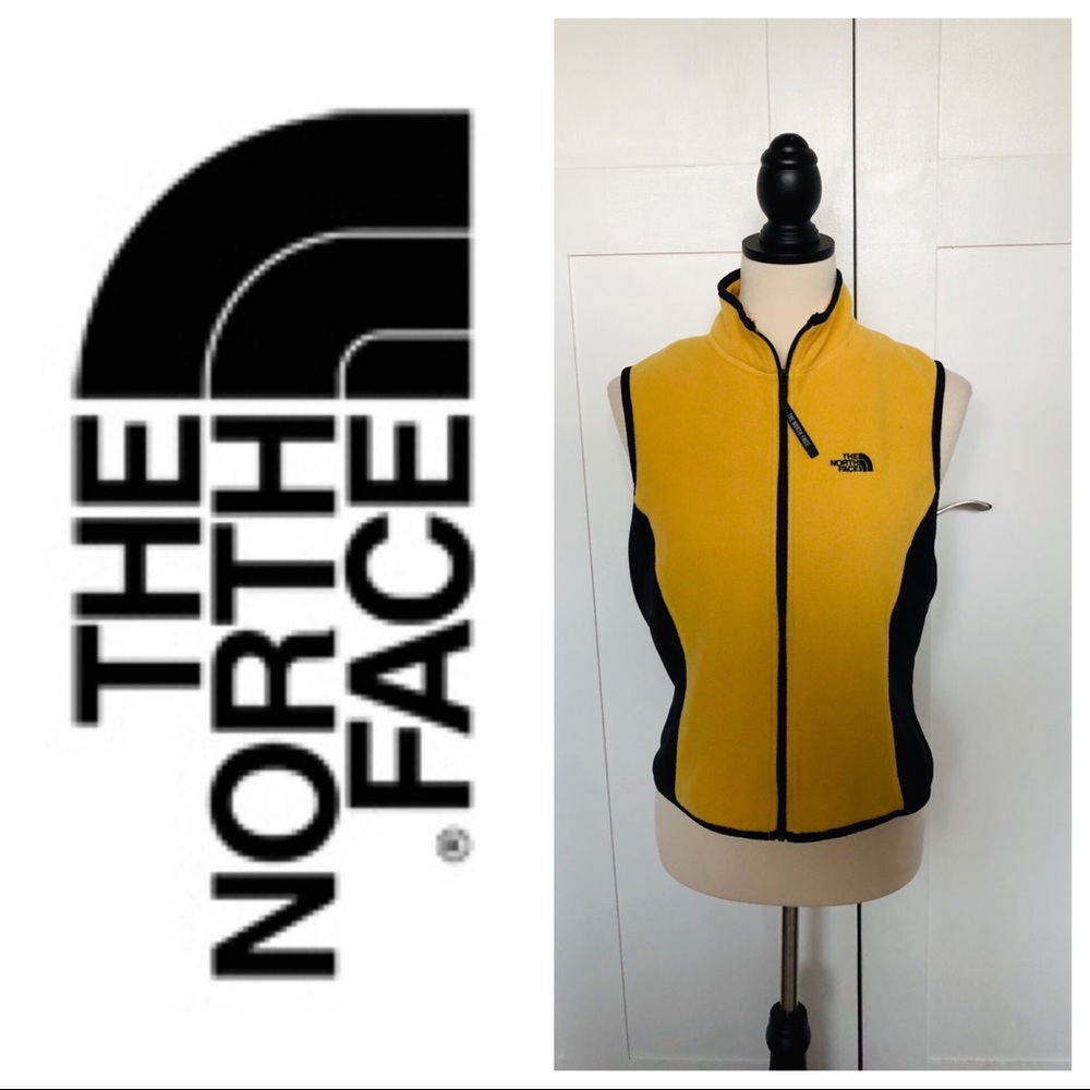North face yellow fleece sleeveless jacket vest